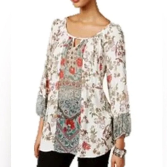 Floral peasant blouse tunic - Picture 2 of 8